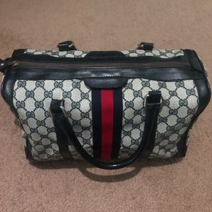 Gucci-VintageGG Plus Boston Bag-Interior immaculate-includes new purse organizer